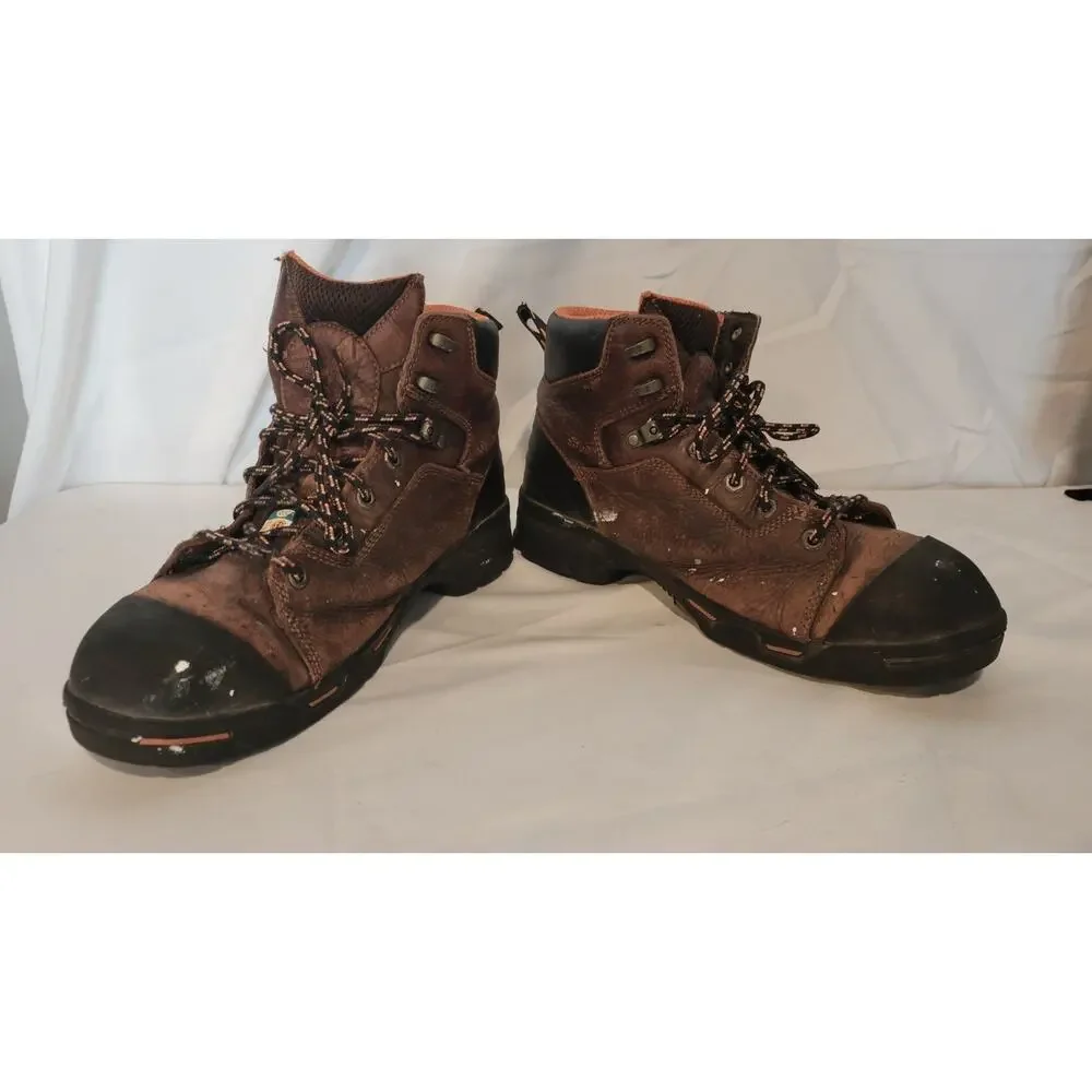 Timberland PRO Work Boots Men's Size 11 Brown Steel Toe Leather Distressed